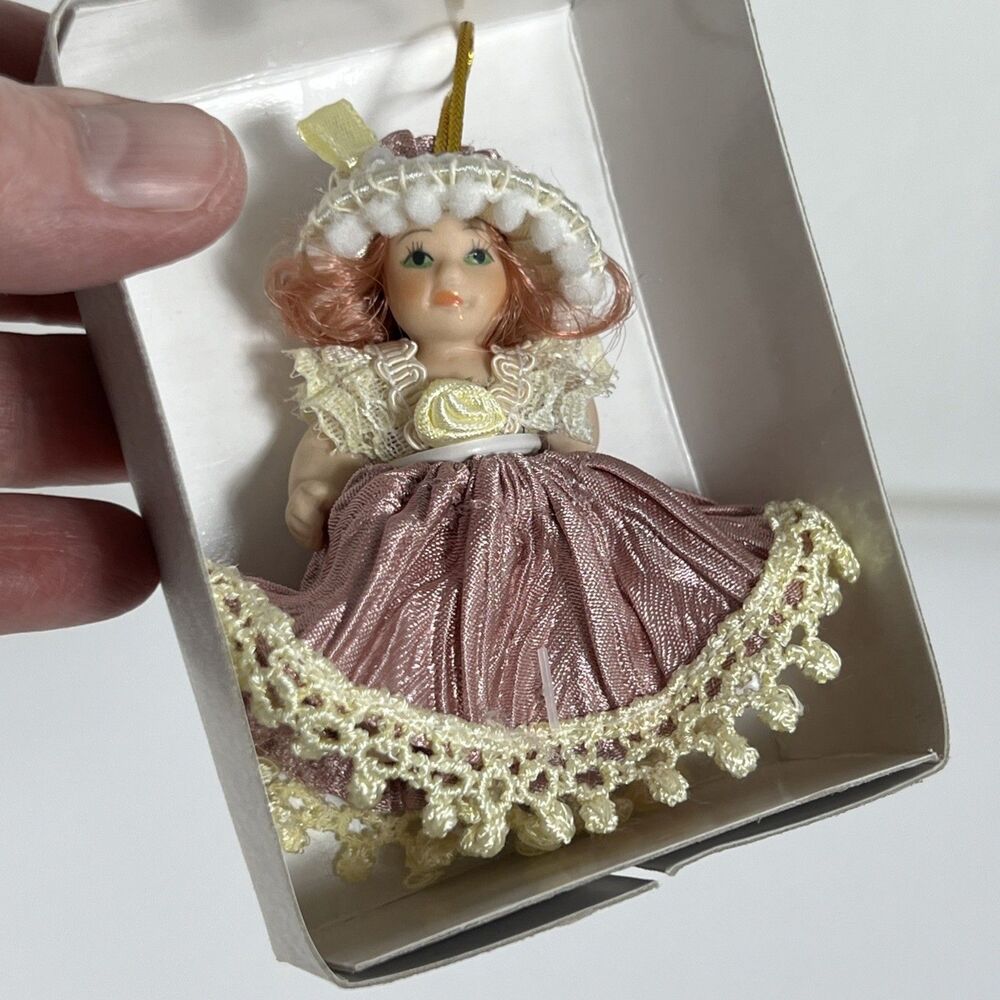 DG Creations - Porcelain Ornament - Doll with Box - NEW - 2001 - Vintage